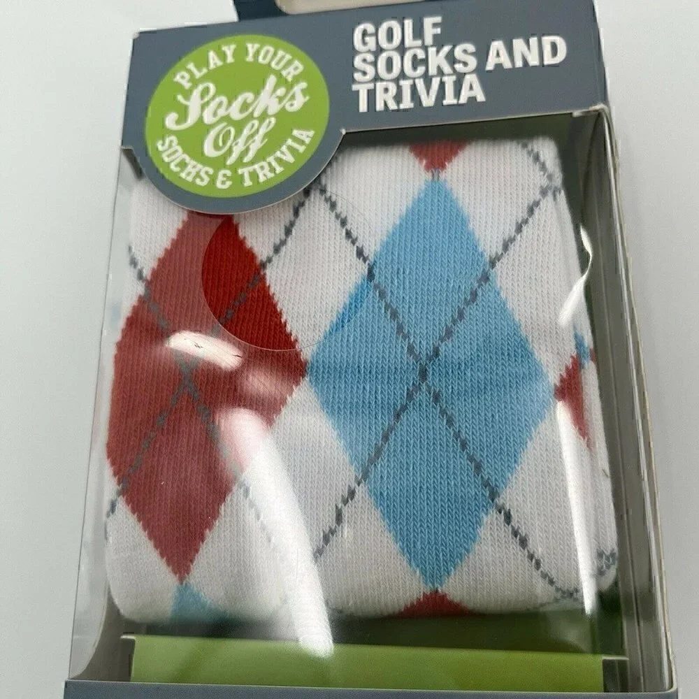 New Golf Socks & Trivia Gift Set Professor Puzzle Argyle Men’s Size 6-12